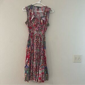 Ralph Lauren Red Multi Paisley Midi Dress - Size XS